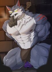 abs anal anal_juice anal_sex anatake anthro anthro_penetrated areola barazoku barely_visible_sex_toy big_muscles big_pecs bodily_fluids bottomwear canid canine canis chained chains cheek_tuft clothed clothing disembodied_hand duo eye_scar facial_scar facial_tuft forced genital_fluids hi_res huge_muscles huge_pecs huge_thighs league_of_legends loincloth loincloth_only male male_only male_penetrated mammal manly muscular muscular_anthro muscular_arms muscular_legs muscular_male muscular_thighs neck_tuft object_in_ass offscreen_penetration pecs penetration rape riot_games scar scar_on_shoulder sex_toy sex_toy_in_ass sex_toy_insertion sharp_fangs sharp_teeth slave sweat teeth thick_arms thick_thighs topless tuft warwick wolf