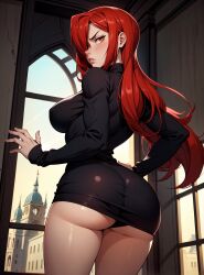 ai_generated dress female human looking_at_viewer looking_back looking_back_at_viewer makimass_ai microdress pantyshot pantyshot_(standing) parasoul skullgirls video_games