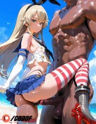 1boy 1femboy ai_generated big_penis black_penis femboy kantai_collection sex shimakaze_(kantai_collection) small_breasts yaoi