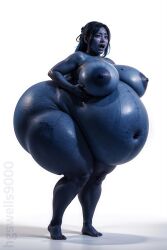 1girls ai_generated asian asian_female ass_expansion belly_expansion big_areola big_ass big_belly big_breasts big_nipples blue_hair blue_skin blueberry_inflation breast_expansion hgswells9000 inflation long_hair naked naked_female navel stable_diffusion