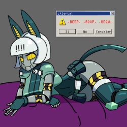 aircreator bed female lying robo-fortune robot skullgirls spanish_text text translated video_games