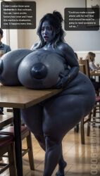 1boy 2girls ai_generated asian asian_female ass_expansion big_areola big_ass big_breasts big_nipples blue_hair blue_skin blueberry_inflation breast_expansion dialogue expansion hgswells9000 inflation naked naked_female stable_diffusion