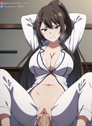 ai_generated anime bondage chabashira_sae classroom_of_the_elite cowgirl_position large_breasts pajamas ranwai sex stable_diffusion youkoso_jitsuryoku_shijou_shugi_no_kyoushitsu_e