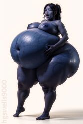 1girls ai_generated asian asian_female ass_expansion belly_expansion big_areola big_ass big_belly big_breasts big_nipples blue_hair blue_skin blueberry_inflation breast_expansion expansion hgswells9000 inflation long_hair naked naked_female navel stable_diffusion