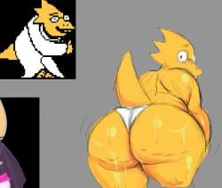 1girls alphys anthro bubble_butt cellulite crossnsfw lizard scalie solo tail undertale undertale_(series)