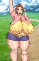 alternate_breast_size breasts_bigger_than_head delia_ketchum_(pokemon) erect_nipples erect_nipples_under_clothes huge_breasts pokemon pokemon_(anime) ponkotsuu tagme