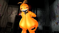 3d bent_over big_breasts female female_only five_nights_at_freddy's five_nights_at_freddy's_2 loverofmemes presenting_breasts sfm source_filmmaker toy_chica_(cyanu) toy_chica_(fnaf)