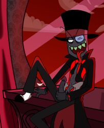 1boy ashtondark black_hat_(villainous) cartoon_network clothed clothing jacking_off male male_focus male_only masturbation skinny solo suit toony top_hat untied_tie villainous