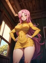 ai_generated cosplay dress equestria_girls female fluttershy_(mlp) friendship_is_magic hasbro human looking_at_viewer makimass_ai microdress my_little_pony parasoul skullgirls video_games