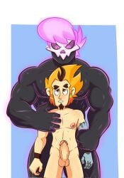 abs animated_skeleton arthur_(mystery_skulls) balls beard big_dom_small_sub big_muscles big_nipples black_body blonde_hair bone chicoazulito dominant dominant_humanoid dominant_male duo erection facial_hair genitals ghost hair hi_res holding_partner human human_on_humanoid humanoid interspecies larger_humanoid larger_male lewis_the_skeleton male male/male mammal muscular muscular_humanoid muscular_male mystery_skulls necrophilia nipples nude penis pink_hair sideburns size_difference skeleton smaller_human smaller_male spirit submissive submissive_human submissive_male undead