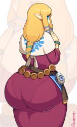 1girls ass blonde_hair blue_eyes bottom_heavy breasts bubble_butt clothed dat_ass female huge_ass light-skinned_female light_skin long_hair nintendo pawg pointy_ears princess_zelda probablynoon skyward_sword the_legend_of_zelda thick_thighs zelda_(skyward_sword)