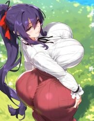 1girls 2d ai_generated akeno_himejima ass big_ass big_breasts breasts curvy curvy_body curvy_female curvy_figure dumptruck_ass female female_only high_school_dxd huge_ass huge_breasts kimono large_ass large_breasts light-skinned_female light_skin looking_at_viewer looking_back lucyla mature mature_body mature_figure miko pale-skinned_female pale_skin purple_eyes purple_hair solo thick thick_ass thick_thighs thighs voluptuous voluptuous_female wide_hips