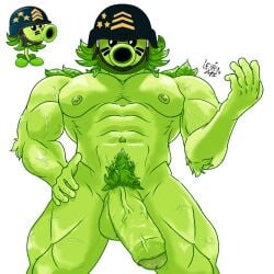 abs anthro anthrofied balls ballsack bara bottomless bottomless_male completely_nude completely_nude_male erect_nipples erect_penis erection gatling_pea_(pvz) humanoid humanoid_genitalia humanoid_penis looking_at_viewer male male_only mega_gatling_pea_(pvz) muscular muscular_anthro muscular_male nipples nude nude_male plant plantie plants_vs_zombies plants_vs_zombies_2:_it's_about_time pubes solo solo_focus solo_male veiny veiny_penis