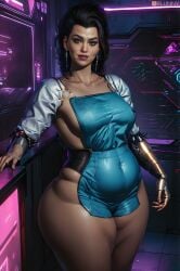 1female 1girls 3d ai_generated apron ass bbw big_ass big_breasts blunny breasts breasts_out cd_projekt_red chubby curvaceous curvy cyberpunk_2077 elizabeth_peralez female female_only huge_breasts large_hips long_hair looking_at_viewer milf pussy stable_diffusion thick_thighs video_games