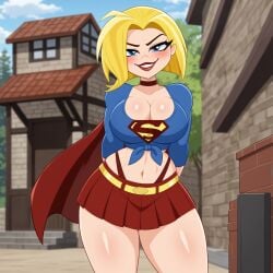 1girls ai_generated big_breasts blonde_hair cats62 dc dc_comics dc_super_hero_girls female female_only kara_danvers kara_zor-el solo solo_female supergirl