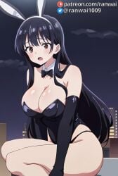 ai_generated anime boku_no_kokoro_no_yabai_yatsu bunnysuit large_breasts ranwai sitting stable_diffusion yamada_anna