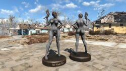 3d fallout fallout_4 firearm futanari handgun human intersex model_pose solo statue tagme trixter video weapon