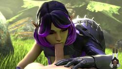 1girls 3d animated breasts clothing elf fellatio female kneeling loop male no_sound open_mouth oral oral_sex paladins penis pointy_ears pov purple_hair short_hair skye_(paladins) source_filmmaker stallorde straight twilight_skye video white_skin