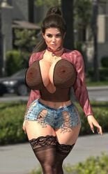 3d 3d_(artwork) athletic athletic_female big_areola big_ass big_breasts big_butt big_nipples bolero clothed clothing collar female female_focus female_only jacket lara_croft lara_croft_(survivor) large_ass large_breasts long_hair looking_at_viewer makeup metal_01 non_nude open_clothes open_jacket original_character ponytail public public_nudity qos qos_tattoo queen_of_spades queen_of_spades_symbol queen_of_spades_tattoo standing stockings tattoo tattoo_on_chest tattoo_on_legs tattoos tomb_raider tomb_raider_(survivor) transparent_clothing walking