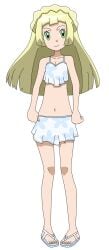 1girls 2010s alpha_channel anime_girl anime_style bare_arms bare_legs bare_midriff bare_shoulders bare_thighs barefoot belly_button bikini bikini_bottom bikini_top blonde_hair emerald_eyes female female_only flower_pattern flower_print for_sticker_use hair_braids heart-shaped_braids heart_shaped_braids light-skinned_female light_skin lillie_(pokemon) long_hair midriff navel no_background only_female png pokemon pokemon_(anime) pokemon_sm sandals solo sticker_template swimsuit swimwear transparent_background transparent_png white_bikini white_bikini_bottom white_bikini_top white_sandals white_swimsuit white_swimwear