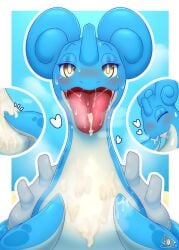 absurd_res bodily_fluids cum cum_drip cum_in_mouth cum_inside cum_on_chest cumshot dripping ejaculation female feral gem generation_1_pokemon genital_fluids hi_res highoncoffee jewelry lapras necklace nintendo pearl_(gem) pearl_necklace pokemon pokemon_(species) solo