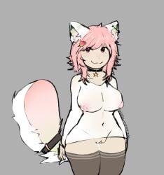 :3 ^^ arctic_fox big_breasts choker collar_on_tail dumb ear_piercing fluffy fluffy_tail fox fox_ears fox_girl fox_humanoid gigiishorny hairclip kitsune nipple_bulge nipple_piercing pale_skin pink_eyes pink_hair pink_nipples pussy_juice pussy_peek roblox roblox_avatar roblox_rthro robloxian see-through_clothing self_upload smiling_at_viewer thick_ass thick_thighs thighhighs tight_clothing tight_fit white_fur