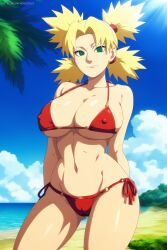 1girls ai_generated arms_behind_back artkoikoi beach bikini bikini_bottom bikini_top blush cleavage curvaceous curvy curvy_body curvy_female curvy_figure erect_nipples erect_nipples_under_bikini female female_only koikoi light-skinned_female light_skin looking_at_viewer nai_diffusion naruto naruto_(series) naruto_shippuden oppai outdoors pale-skinned_female pale_skin patreon_username ponytail quad_tails seaside smile solo solo_focus stable_diffusion teal_eyes teen teenage_girl teenager temari thighs twintails url voluptuous voluptuous_female watermark web_address white_skin