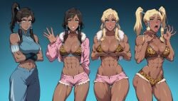 1girls ai_generated ass_expansion avatar_legends bimbofication breast_expansion fdpdablizzard998 female hair_color_change hair_growth korra large_ass large_breasts leotard lip_expansion midriff navel the_avatar the_legend_of_korra thick_thighs thigh_expansion transformation transformation_sequence water_tribe wide_hips