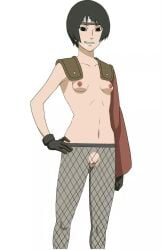 1girls almost_naked black_eyes black_hair blush cropped_legs cum cum_in_mouth cumdrip edit female female_only fishnet_pantyhose fishnets grin hand_on_hip he_san_bei_shui innie_pussy iwagakure_symbol kunoichi kurotsuchi mostly_nude naruto naruto_(series) naruto_shippuden ninja nude_edit nude_filter official_art pantyhose partially_clothed petite pinup plain_background ripped_clothing ripped_pantyhose short_hair shoulder_pads simple_background single_sleeve small_breasts smile smirk solo solo_focus third-party_edit torn_clothes torn_pantyhose wet wet_pussy white_background