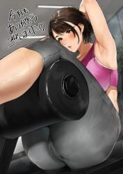 1girls absurd_res armpits arms_up ass big_ass big_breasts black_eyes blush breasts brown_hair exercise exercising from_below gray_leggings gym gym_clothes hi_res indoors leggings legs_up mature mature_female mature_woman milf original pants pink_sports_bra plump sakuranotomoruhie short_hair sit_up sit_ups sitting solo sports_bra sweat weight_machine wide_hips working_out workout workout_clothes yoga_pants