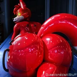 ai_generated ass ass_focus big_ass enormous_ass fnaf foxy_(fnaf) furry furry_female furry_only handles handles_on_hips huge_ass inflatable large_ass latex_body looking_at_viewer looking_back presenting_ass presenting_hindquarters questionableaistuff rear_view rubber rubber_body yellow_eyes