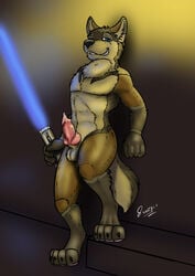 animal_genitalia aroused blader canine knot lightsaber male male_only mammal nude pinup pose sheath solo star_wars sunitai