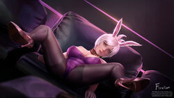 alternate_costume anal_sex battle_bunny_riven breasts bunny_ears bunny_girl bunnysuit cameltoe cleavage female female_only firolian high_heels league_of_legends leotard looking_at_viewer riven solo strapless_leotard white_hair