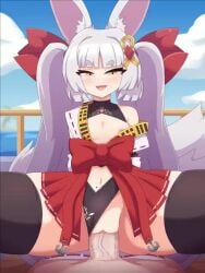 1boy 1girls 3:4 animated asanagi_(azur_lane) azur_lane black_panties black_stockings black_thighhighs black_thong bow breasts cowgirl_position dress erection fox_ears fox_girl fox_tail light-skinned_female light-skinned_male light_skin male_pov moaning nipples outdoors panties panties_aside penis pov pussy red_bow red_dress red_ribbon red_skirt ribbon rosiedreamva sakura_empire_(azur_lane) sex shorter_than_10_seconds shorter_than_30_seconds skirt small_breasts smug sound spread_legs stockings tagme thighhighs thong twintails vadaboob vaginal_penetration vertical_video video voice_acted white_hair