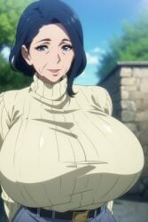 ai_generated big_breasts breasts_bigger_than_head cleavage gilf grandmother huge_breasts mature_female ultrahentaisai