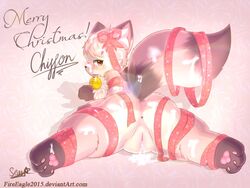 2016 bell blush bow canine chiffon christmas cum cum_in_pussy cum_inside cum_on_body cum_on_face cute female fox gift heart holidays lying mammal paws pussy senz solo tongue