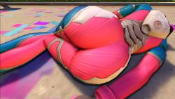 1girls 3d 3d_(artwork) activision alternate_clothing alternate_costume asian asian_female ass_focus big_ass blizzard_entertainment clothing d.va defeated defeated_heroine female female_only gloves hana_song hangzhou_spark hangzhou_spark_d.va korean_female on_ground overwatch overwatch_2 overwatch_league screencap tapem8