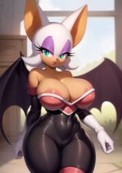 1girls ai_generated anthro anthro_only areolae basketmuffin big_breasts bodysuit breasts female female_only furry furry_only green_eyes hi_res rouge_the_bat sega solo solo_female sonic_(series) sonic_the_hedgehog_(series)