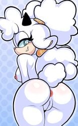 2024 absurd_res anthro anus ass blackmore blush body_blush bovid breasts butt_blush caprine female genitals hi_res idw_publishing lanolin_the_sheep looking_back mammal pussy sega sheep sheep_girl side_boob smile solo sonic_(series) sonic_the_hedgehog_(comics) sonic_the_hedgehog_(idw) sonic_the_hedgehog_(series) tail white_body