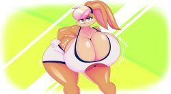 basketball_uniform big_breasts cartoon cleavage female female_only furry huge_breasts hyper_breasts lola_bunny looney_tunes space_jam space_jam:_a_new_legacy thiccbuns wilsonbunnycake