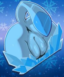 ambiguous_form anus ass blue_body dipstick_tail eeveelution female generation_4_pokemon genitals glaceon ice llametsul markings nintendo pokemon pokemon_(species) pussy snowflake solo tail tail_markings