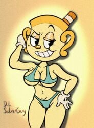 anthro bedroom_eyes bikini cuphead:_the_delicious_last_course cuphead_(game) dl_solarguy grin grinning huge_breasts ms._chalice posing suggestive the_cuphead_show