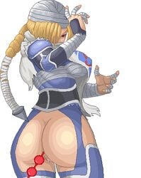 1girls anal anal_beads anal_beads_in_ass anal_toy animated ass big_ass big_breasts blonde blonde_hair bottomless braid breasts crotchless curvy edit emotionless female hair huge_ass ninja nintendo ocarina_of_time pixel_art pose red_eyes sheik skin_tight solo the_legend_of_zelda tied_hair torn_clothes warnerc white_background wraps