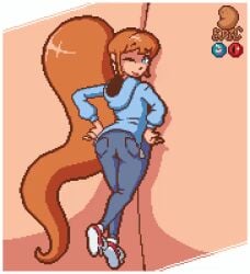 1girls animated backboob breasts_bigger_than_body epicpotatolord gif ginger_hair hoodie huge_breasts hyper hyper_breasts jeans partially_clothed solo solo_female solo_focus top_heavy