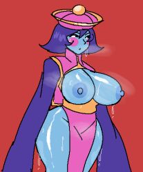 1girls big_breasts breasts breasts_out darkstalkers hsien_ko jiangshi lei-lei lei_lei nipples oiled_skin royalmilk20 solo_female sweat tagme thick_thighs wide_hips