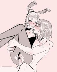 1futa 1girls 286456006 absurdres animal_ear_hairband animal_ears arm_around_neck bar_censor blush bow bowtie breasts bunnysuit censored clothed clothed_female_nude_female clothing clothing_aside completely_nude cum duo erection fake_animal_ears female futa_on_female futa_with_female futanari genshin_impact hairband highres kamisato_ayaka kujou_sara leotard leotard_aside lifting_person medium_hair mole mole_under_eye monochrome mostly_clothed multiple_girls nail_polish nude on_side open_mouth pantyhose penis pink_theme playboy_bunny ponytail pussy rabbit_ear_hairband rabbit_ears sex sex_from_behind tears torn_clothes torn_pantyhose vaginal_penetration