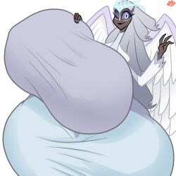 angel angel_girl ass_bigger_than_head breasts_bigger_than_head casual clothed female female_only hazbin_hotel hyper hyper_ass hyper_breasts kecomaster nipples_visible_through_clothing no_bra png sera_(hazbin_hotel) teasing