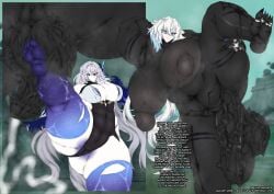1futa 1girls bellacabasada cbt dialogue duo female furina_(genshin_impact) futanari genshin_impact gigantic_penis huge_ass huge_breasts huge_cock kicking_balls massive_penis skirk_(genshin_impact) standing standing_split text voluptuous