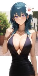 ai_generated blue_hair breasts byleth_(female)_(fire_emblem) byleth_(fire_emblem) byleth_(fire_emblem)_(female) dclevesque female female_only fire_emblem fire_emblem:_three_houses looking_at_viewer nai_diffusion nintendo solo stable_diffusion