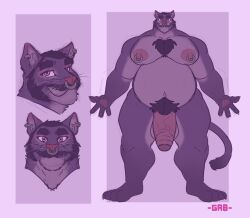 anthro balls bara barazoku big_balls big_penis feline flaccid furry gab_art male male_only muscles muscular nose_ring nude overweight penis solo solo_male